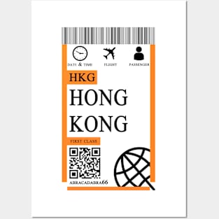 Hongkong flight ticket boarding pass new Posters and Art